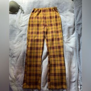 American Eagle, yellow plaid flare pants